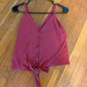 Crop top front tie button down tank